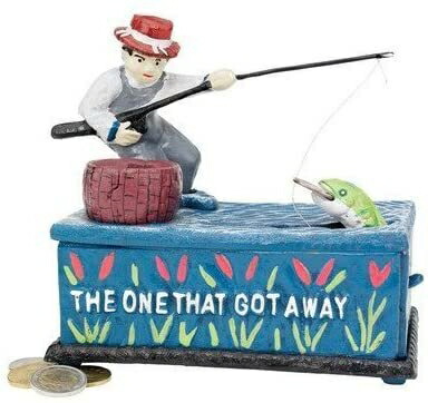 Design Toscano The Fisherman: The One that Got Away Collectors Mechanical Coin Bank_1