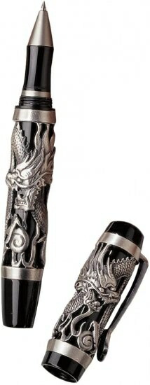 Design Toscano Twin Dragons Sculptural Pewter Pen by Design Toscano