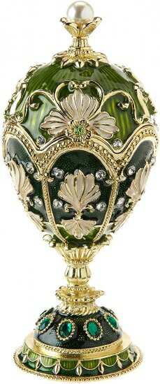 Design Toscano The Petroika Larissa Faberge-Style Enameled Egg in Green by Design Toscano