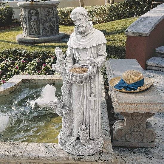Design Toscano 庭園用アッシジの聖フランチェスコ像 37インチ(約94cm) ポリレシン製アンティークストー_3
