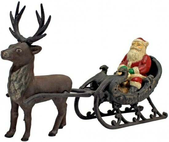 Design Toscano Christmas Santa on Sleigh with Reindeer Statueの通販は