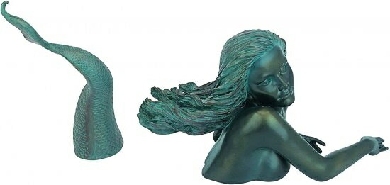 Design Toscano DB383047 Meara the Mermaid Swimmer Outdoor Garden Statue, 16 Inch, Green Verdigris_3