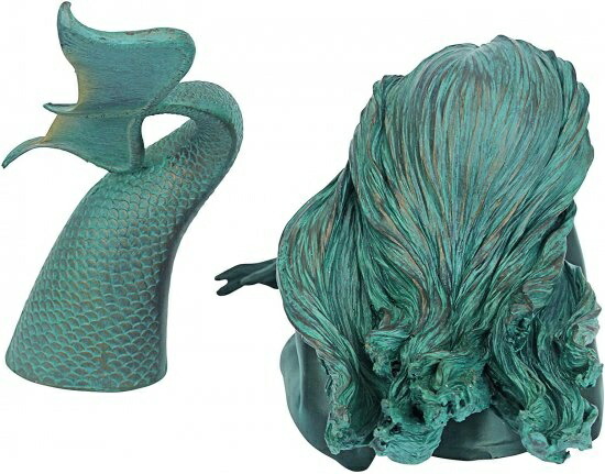 Design Toscano DB383047 Meara the Mermaid Swimmer Outdoor Garden Statue, 16 Inch, Green Verdigris_6