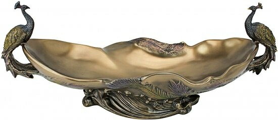 Design Toscano Peacock's Decorative Centrepiece Sculptural Bowl._3