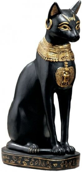Design Toscano Egyptian Cat Goddess Bastet with Earrings Statue in Matte Black