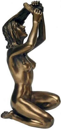 Design Toscano Woman Combing Hair Nude Female Statue Bronze by Design Toscano