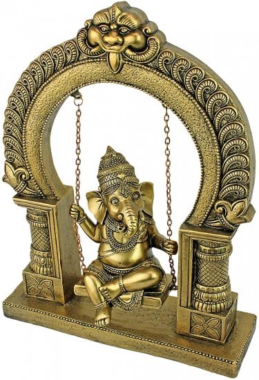 Design Toscano Lord Ganesha on Jhoola スイング ヒンドゥー ゾウ 神像 10インチ アンティークゴールドの通販は 20,586円