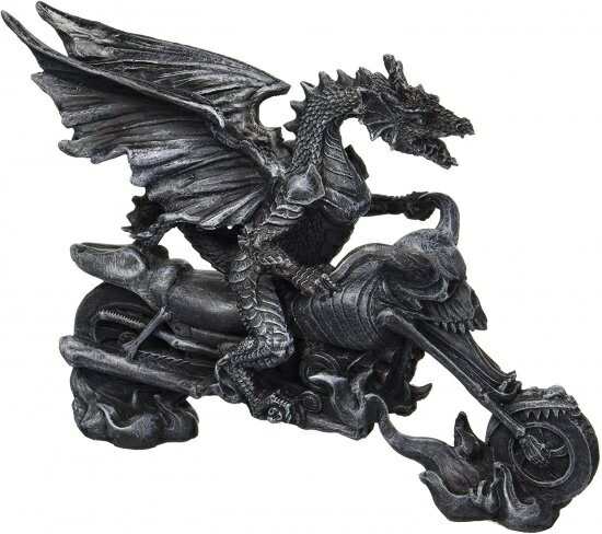 Design Toscano 17cm Biker Dragon on Skeleton Chopper Statue