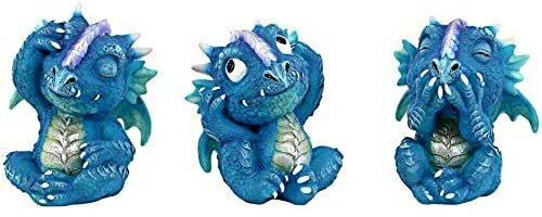 Design Toscano See Hear, Speak No Evil Blue Meanie ベビードラゴン像 フルカラーの通販は
