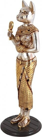 Design Toscano NE23327 エジプトの猫の女神バステット像 ロイヤルアンク フルカラー_1
