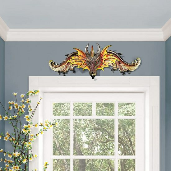 Design Toscano QS292739 the Dragon of Kingsbridge Manor Pediment Wall Sculpture_2