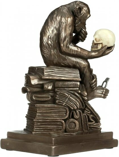 Design Toscano Charles Darwin's Ape Human Evolution Figurine Animal Statue, 8 Inch, Polyresin, Bro
