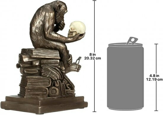 Design Toscano Charles Darwin's Ape Human Evolution Figurine Animal Statue, 8 Inch, Polyresin, Bro