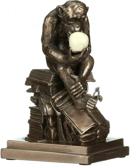 Design Toscano Charles Darwin's Ape Human Evolution Figurine Animal Statue, 8 Inch, Polyresin, Bro