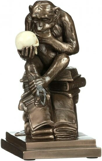 Design Toscano Charles Darwin's Ape Human Evolution Figurine Animal Statue, 8 Inch, Polyresin, Bro