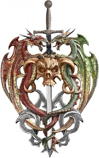 Design Toscano 剣壁彫刻 ヘルベントドラゴン フルカラー