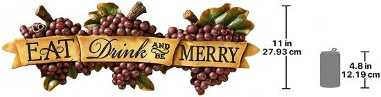 Design Toscano Eat, Drink And Be Merry Wall Sculpture, Multi/Colour_3