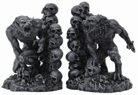 Werewolves Werewolf & Skulls Fantasy Set of Bookends Book Endsの通販は