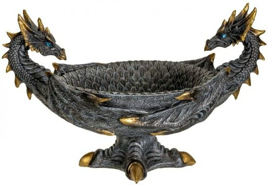 Pacific Giftware ダブルドラゴン 樹脂製 置物 儀式祭壇ボウル