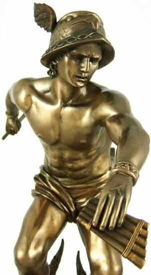 Greek God Hermes Bronzed Finish Statue Mercury Luck by Pacific Giftware