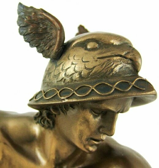 Greek God Hermes Bronzed Finish Statue Mercury Luck by Pacific Giftware