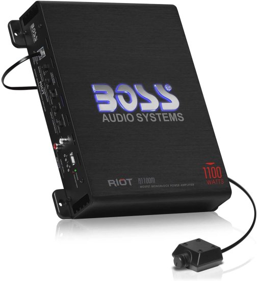 BOSS Audio システム R1100M Riot シリーズ カーオーディオ サブウーファー アンプ - 1100 High Output, モノブロック, Class A/B, 2/4 Ohm Stable, L