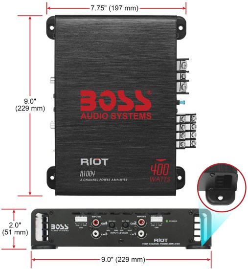 BOSS Audio システム R1004 4 チャンネル カーアンプ ? Riot シリーズ, 400W, フルレンジ, Class A/B, 2 Ohm Stable, IC (Integrated Circuit) Great_4