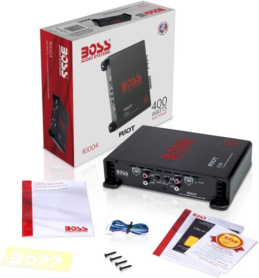 BOSS Audio システム R1004 4 チャンネル カーアンプ ? Riot シリーズ, 400W, フルレンジ, Class A/B, 2 Ohm Stable, IC (Integrated Circuit) Great_5