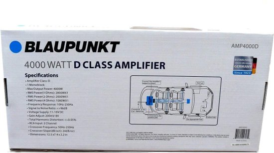 BLAUPUNKT AMP4000D 4000W Max 1-CH モノブロック Class D ステレオ カーオーディオ アンプ_4