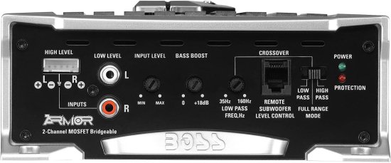 BOSS Audio システム AR1600.2 2 チャンネル カーアンプ - 1600W, フルレンジ, Class AB, 2-4 Ohm Stable, Mosfet Power Supply, Bridgeable