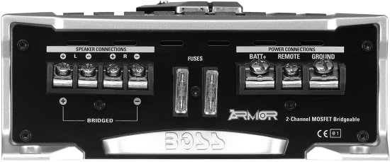 BOSS Audio システム AR1600.2 2 チャンネル カーアンプ - 1600W, フルレンジ, Class AB, 2-4 Ohm Stable, Mosfet Power Supply, Bridgeable