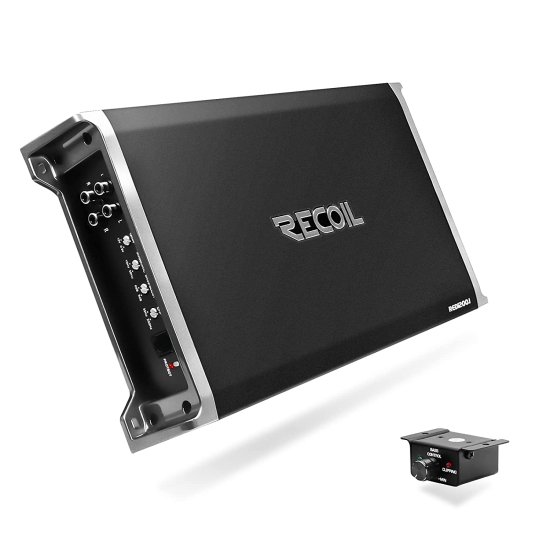 Recoil RED1200-1 2500W Class-D カーオーディオ モノブロック サブウーファー アンプ, 1 Ohm Stable, Remote Bass Knob Included
