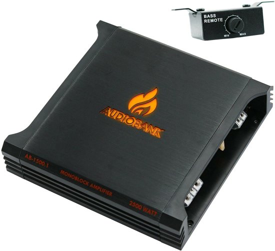Audiobank AB1500.1 モノブロック 2500W 2 Ohm A/B Class カーオーディオ ステレオ BASS アンプ with Bass Control, Bridgeable, LED Indicator with_1