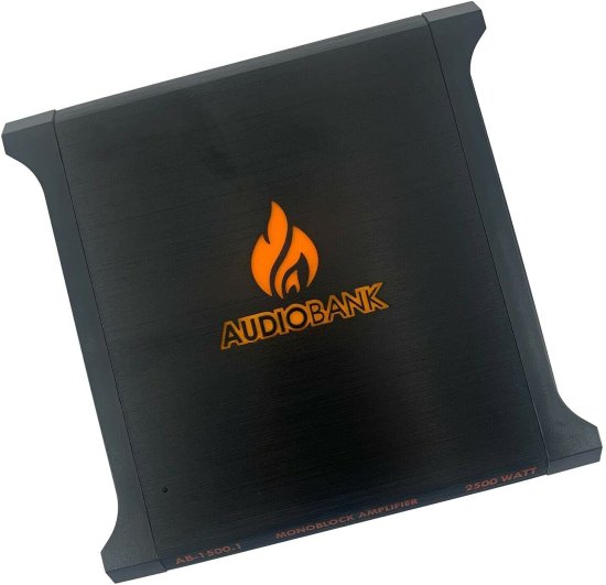 Audiobank AB1500.1 モノブロック 2500W 2 Ohm A/B Class カーオーディオ ステレオ BASS アンプ with Bass Control, Bridgeable, LED Indicator with_2