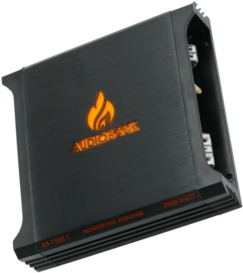 Audiobank AB1500.1 モノブロック 2500W 2 Ohm A/B Class カーオーディオ ステレオ BASS アンプ with Bass Control, Bridgeable, LED Indicator with_6