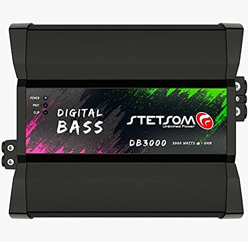 Stetsom デジタル BASS DB 3000 1 Ohm Mono カーアンプ, 3000.1 3KW RMS, 1Ω Stable カーオーディオ, HD BASS サウンドクオリティ, クロスオーバー &amp;