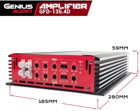 Genius Audio GFD-135.4D Compact フルレンジ カーアンプ Multiチャンネル 2100W Max Class D Amp 2 Ohm Stable with Power Protection システム and_4