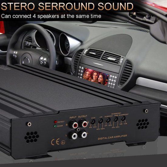 Facmogu 3000W Max Power Class D Mono チャンネル サブウーファー アンプ, 1500W/900W/600W RMS 1 チャンネル カーオーディオ モノブロック Amp, Hig