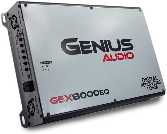 Genius Audio GEX8000EQ デジタル フルレンジ カーアンプ モノブロック 8000W RMS Class D 1-Ohm Stable with Power Protection システム and Bass Bo
