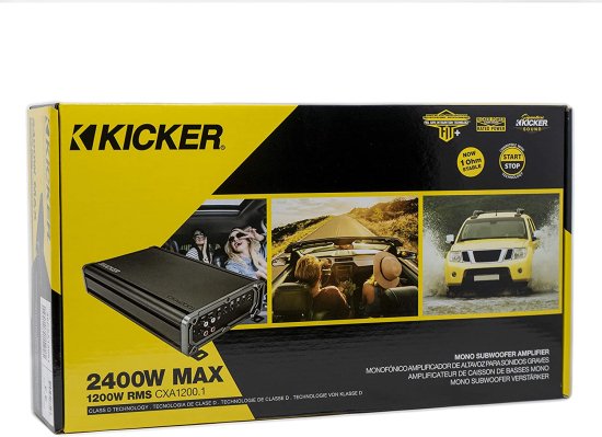 Kicker 46CXA12001t 1200W Class D モノブロック カーオーディオ Sound システム サブウーファー アンプ with Start Delay, Subsonic Filter, and Var_7