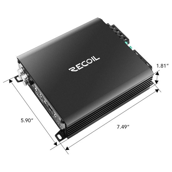 Recoil DI550.4 フルレンジ Class-D 4チャンネル カーオーディオ アンプ, 1,040W Max Power, 2-4 Ohm Stable, Mosfet Power Supply, Brid