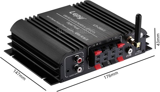 Nobsound Lepy Hi-Fi ステレオ Multimedia 4チャンネル 180w (45W x 4) Bluetooth Power アンプ Audio Amp Booster USB SD DVD CD FM MP3 for Car Veh_6