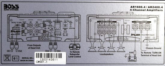 Boss Audio 1600W 4 チャンネル カーアンプ Power Audio with Remote