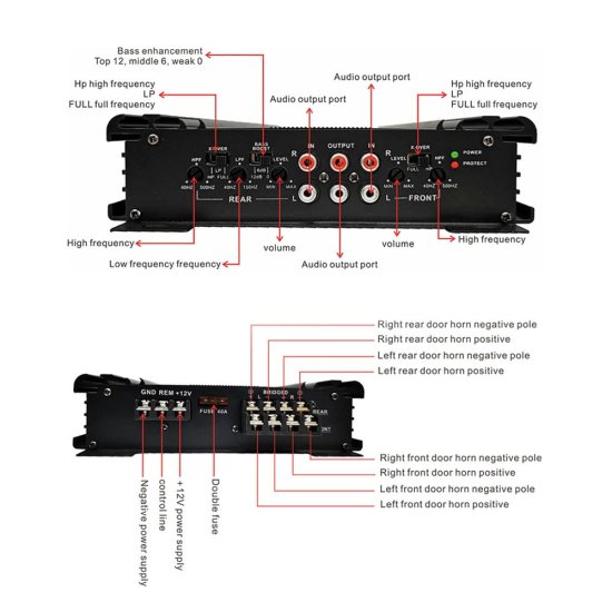 MIYUE 4 チャンネル アンプ カーオーディオ ステレオ High Power Amp 2-4 Ohm Stable Class A/B フルレンジ 12V_6