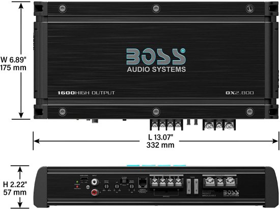 BOSS Audio システム OX2.800 Onyx シリーズ カーオーディオ ステレオ アンプ ? 1600 High Output, 2 チャンネル, Class A/B, 2/4 Ohm, Low/High Leve_3