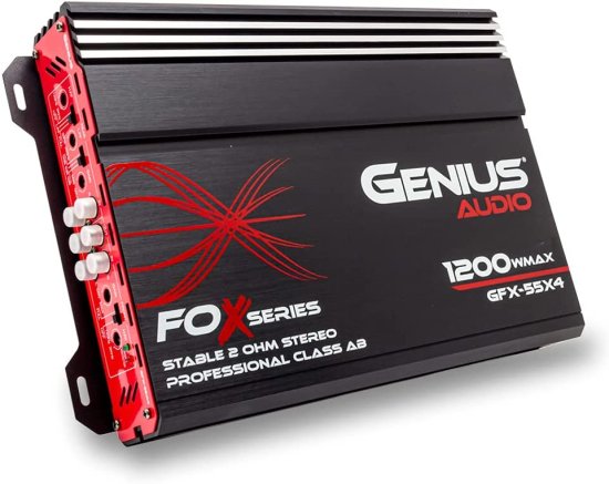 Genius Audio GFX-55X4 フルレンジ Powered カーアンプ Multiチャンネル 1200W Max Class AB 2-Ohm Stable with Power Protection システム to Boost