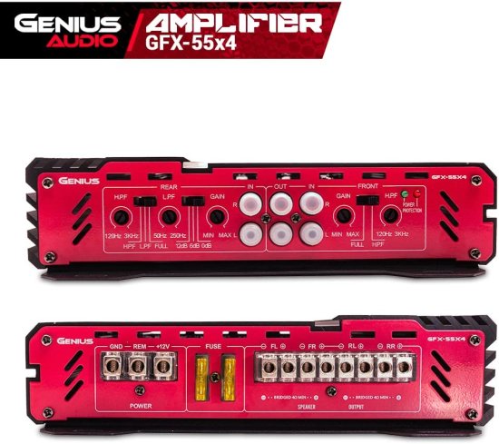 Genius Audio GFX-55X4 フルレンジ Powered カーアンプ Multiチャンネル 1200W Max Class AB 2-Ohm Stable with Power Protection システム to Boost_4