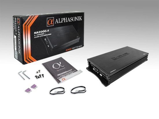 Alphasonik NA2000.4 Neuron シリーズ 2000W Max 4チャンネル Car Amp with 4-Way Protection Circuitry Multi-チャンネル Bridgeable Cl