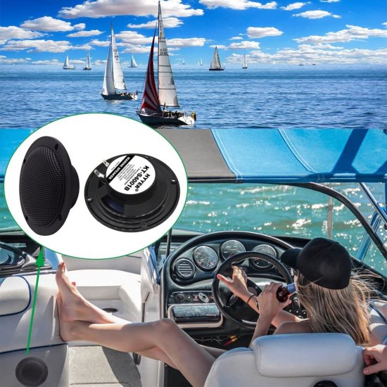 Arrer 4 Inch Dual Marine スピーカー-Waterproof Outdoor Audio ステレオ Sound スピーカー with 160Watts Power, Handling for Boat, car,Motorcycl_6