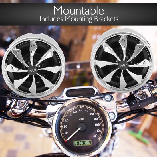 Pyle 600W 防水 Motorcycle スピーカー and アンプ システム w/ Four 3 Inch Waterproof スピーカー, AUX IN - Handlebar Mount ATV Mini ステレオ Au_2